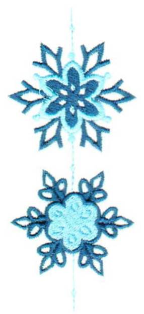 Picture of Two Vertical Snowflakes Machine Embroidery Design
