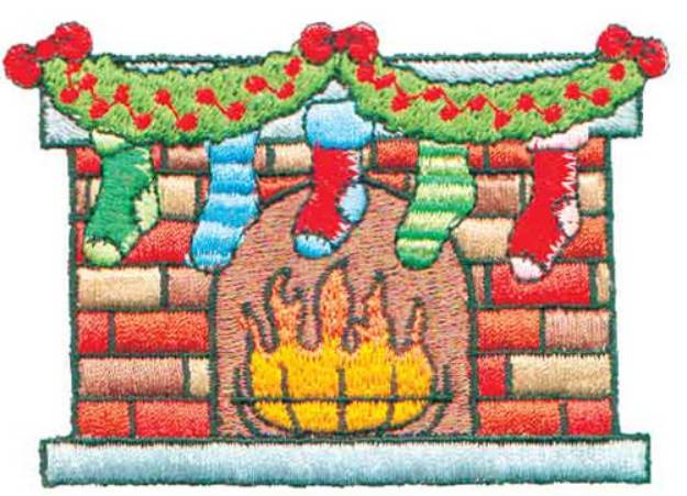 Picture of Fireplace Trimmed with Stockings Machine Embroidery Design
