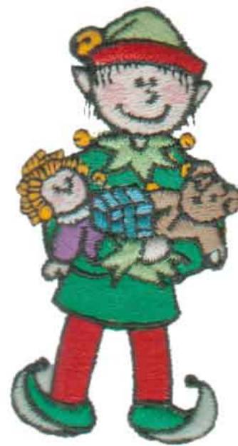 Picture of Elf With Toys Machine Embroidery Design