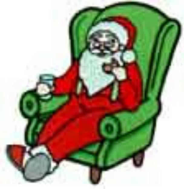 Picture of Santa in Armchair Applique Machine Embroidery Design
