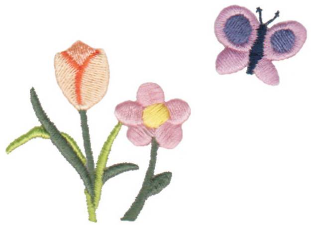 Picture of Spring Flowers & Butterfly Machine Embroidery Design