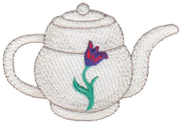 Picture of Tulip Teapot Machine Embroidery Design