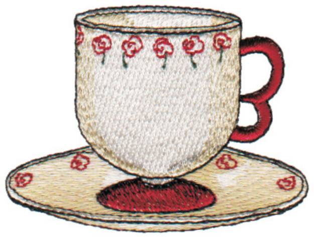 Picture of Rose Teacup Machine Embroidery Design