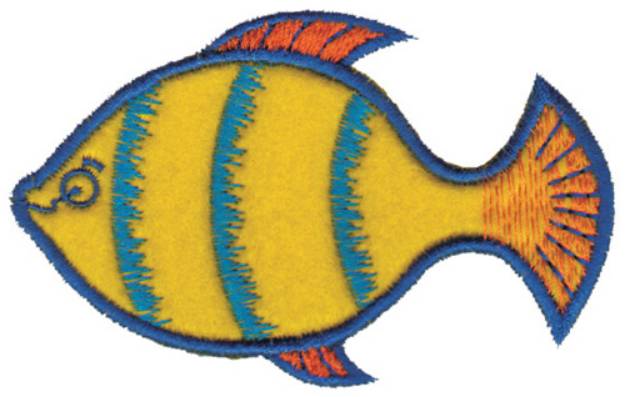 Picture of Yellow Fish Applique Machine Embroidery Design
