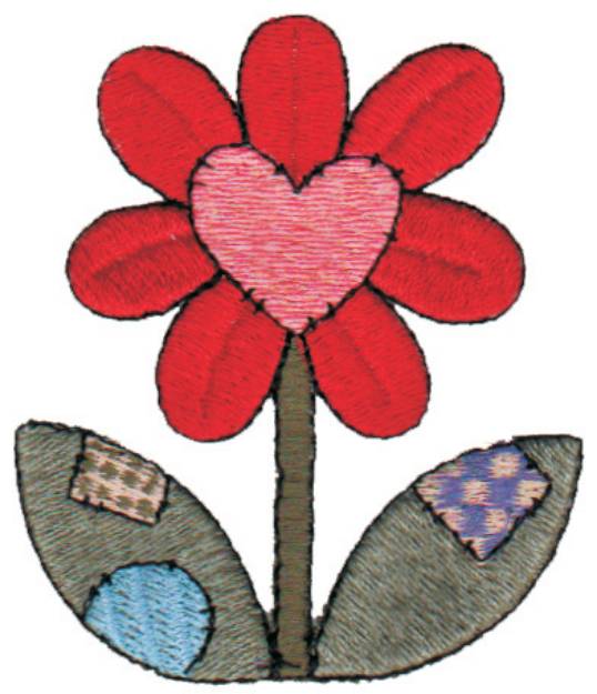Picture of Heart Flower Machine Embroidery Design