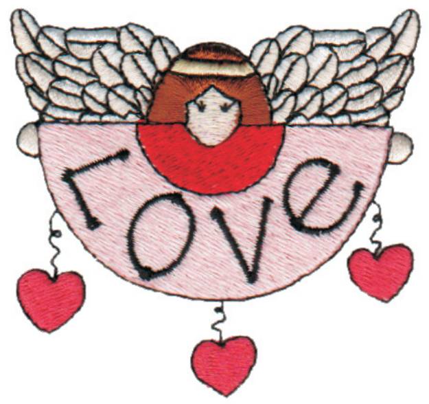 Picture of Angel With Love Banner Machine Embroidery Design