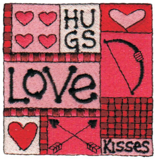 Picture of Hugs Love & Kisses Machine Embroidery Design