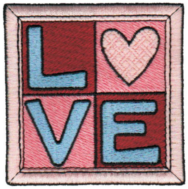 Picture of Love Quilt Square Machine Embroidery Design
