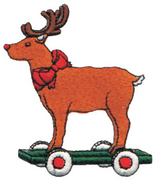 Picture of Reindeer On Wheels Machine Embroidery Design