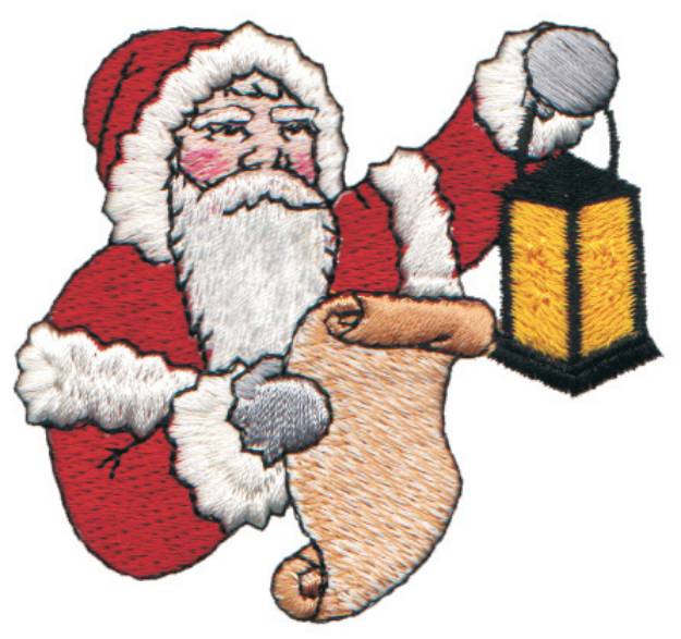 Picture of Santa Checking His List Machine Embroidery Design