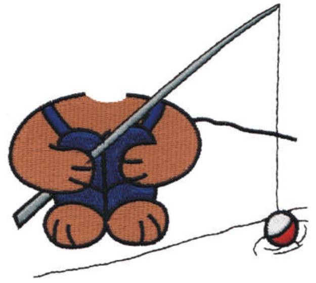 Picture of Fishing Bear Body Machine Embroidery Design