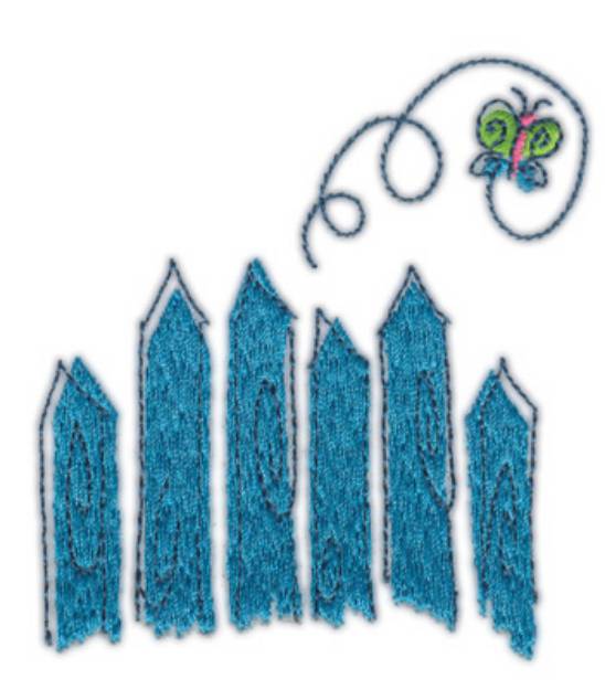 Picture of Fence And Butterfly Machine Embroidery Design