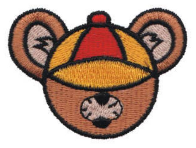 Picture of Bear Head In A Hat Machine Embroidery Design