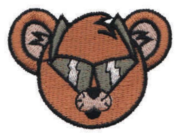 Picture of Bear Head Wearing Sunglasses Machine Embroidery Design