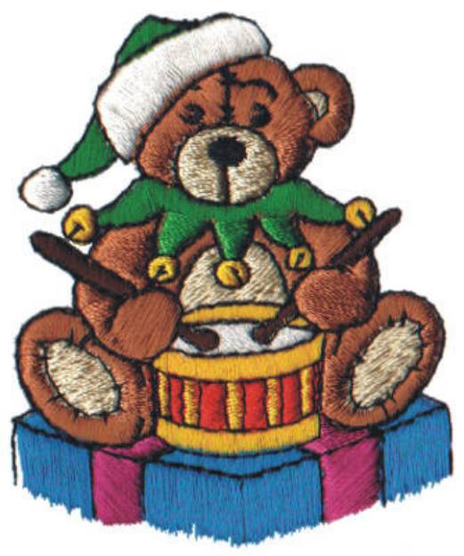 Picture of Snow Globe Drummer Bear Machine Embroidery Design