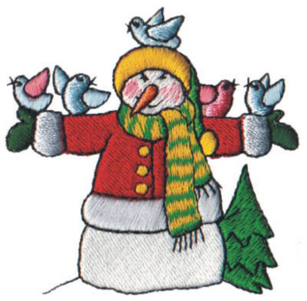 Picture of Snow Globe Snowman &  Birds Machine Embroidery Design