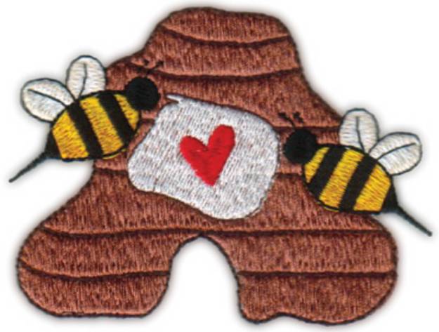 Picture of Heart Bees N Hive Machine Embroidery Design