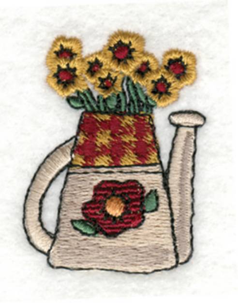 Picture of Watering Can & Flowers Machine Embroidery Design
