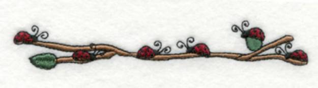 Picture of Ladybugs On Vine Machine Embroidery Design