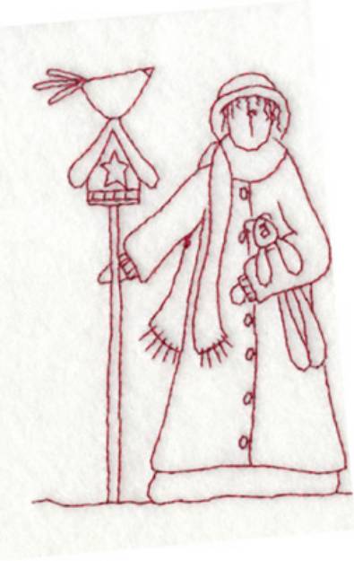 Picture of Birdhouse & Woman Machine Embroidery Design