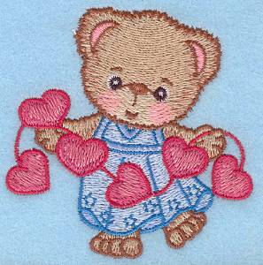 Picture of Girl Bear with Hearts Machine Embroidery Design