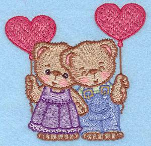 Picture of Teddy Bears with Balloons Machine Embroidery Design