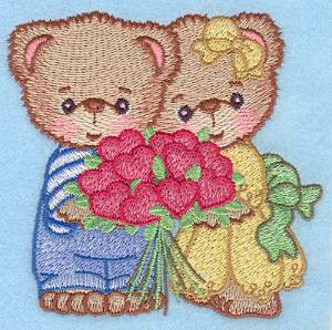 Picture of Bears with Heart Bouquet Machine Embroidery Design