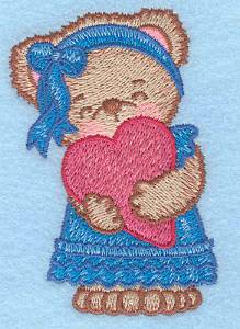 Picture of Girl Bear with Heart Machine Embroidery Design