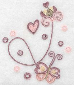 Picture of Butterfly Flower Heart Machine Embroidery Design