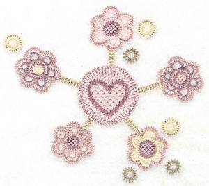 Picture of Heart with Flowers Machine Embroidery Design