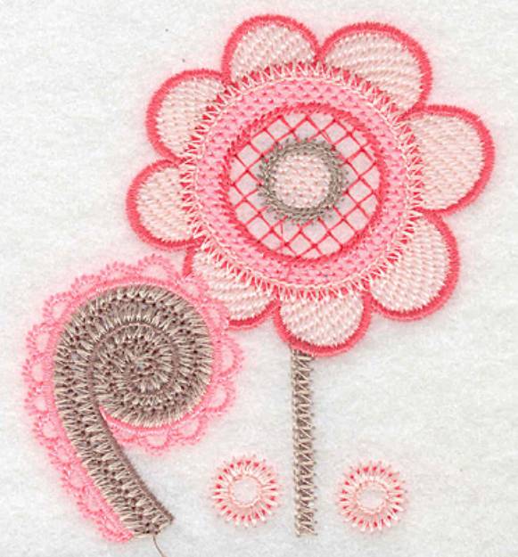 Picture of Flower with Fiddlehead Machine Embroidery Design