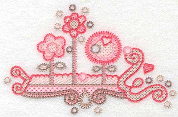 Picture of Floral Bed Machine Embroidery Design
