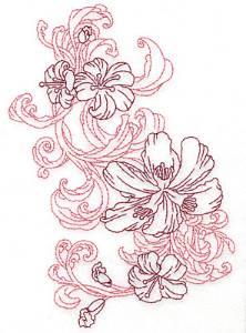 Picture of Redwork Lily Cluster Machine Embroidery Design