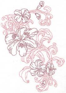 Picture of Redwork Lily Cluster Machine Embroidery Design