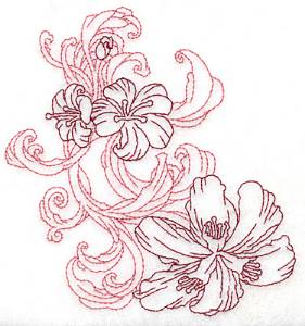 Picture of Redwork Lily Trio Machine Embroidery Design
