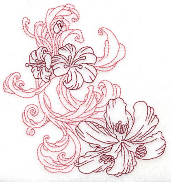Picture of Redwork Lily Trio Machine Embroidery Design