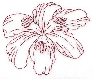 Picture of Redwork Blooming Lily Machine Embroidery Design
