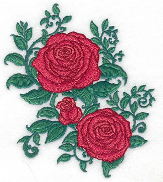 Picture of Rose Trio Machine Embroidery Design