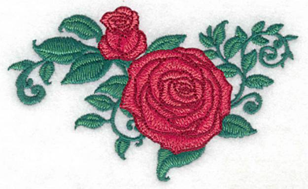 Picture of Rose and Bud Machine Embroidery Design