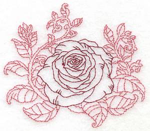 Picture of Redwork Single Rose Machine Embroidery Design