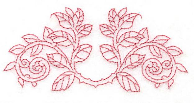 Picture of Redwork Curved Leaves Machine Embroidery Design