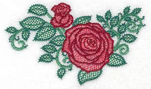 Picture of Artistic Rose and Bud Machine Embroidery Design