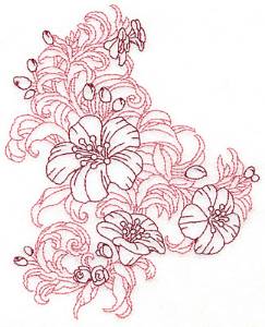 Picture of Redwork Trumpet Cluster Machine Embroidery Design