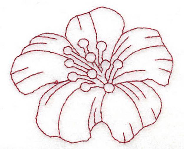 Picture of Redwork Blooming Trumpet Machine Embroidery Design