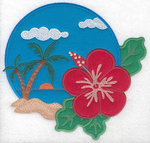 Picture of Hawaiian Scene Applique Machine Embroidery Design