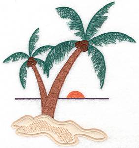 Picture of Palm Tree Scene Applique Machine Embroidery Design