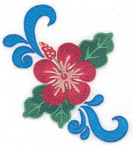 Picture of Orchid with Swirls Machine Embroidery Design
