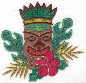 Picture of Tiki Head Three Applique Machine Embroidery Design