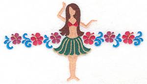 Picture of Hula Dancer With Flowers Machine Embroidery Design