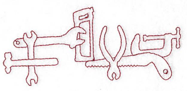 Picture of Redwork Vertical Tools Machine Embroidery Design